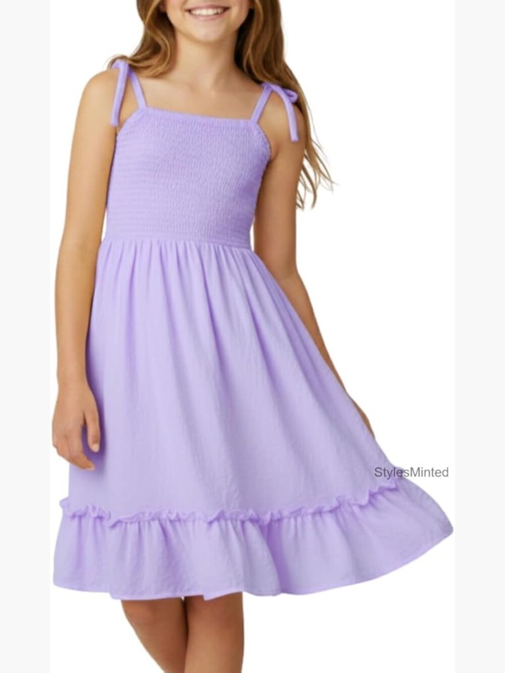 Kids A-Line Spaghetti Strap Open Back Twirl Sundress